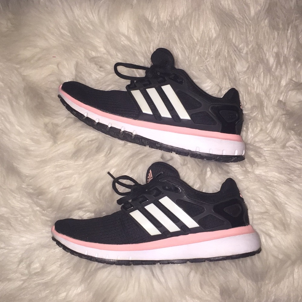 size 6 black & pink adidas shoes